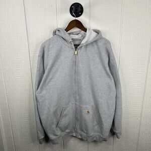 Y2K Heather Grey Carhartt Full Zip Hoodie Size XL